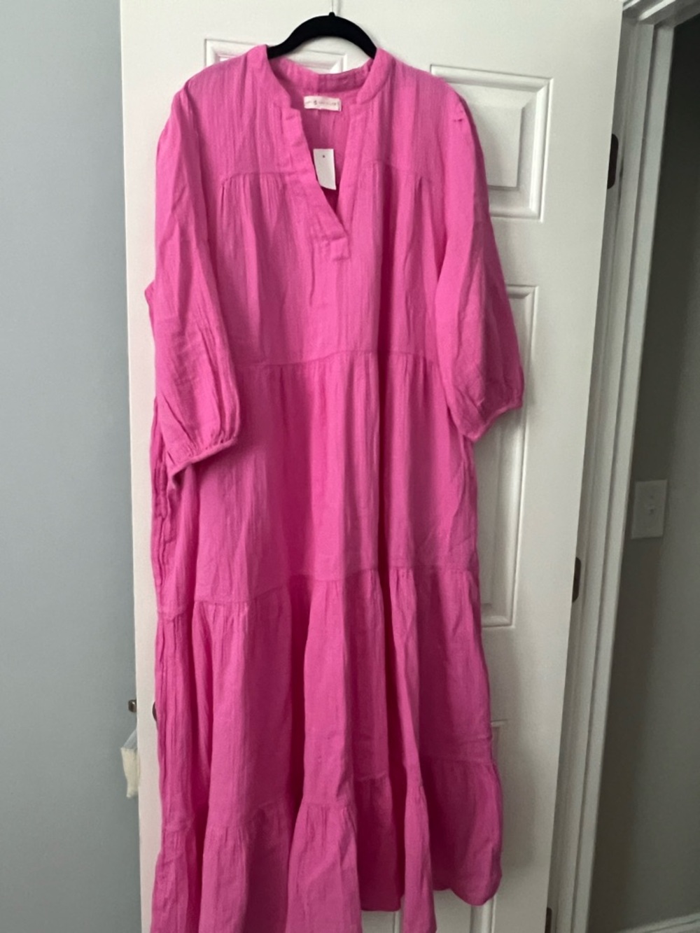 Lou & Grey loft pink tiered gauze dress NWT